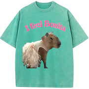 Princess Capy - I feel Bonita - Sparkly and Cute - vintage washed oversized T-shirt in Blue