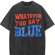 Baseball Whatever You Say Blue Umpire Vintage Washed T-Shirt in Black