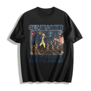 Get in Loser We're Crossing the Delaware Cotton T-Shirt in Black