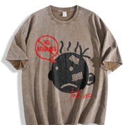 No Squares Retro Street Distressed Vintage Washed T-Shirt in Brown