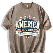 America 1776-2026 Vintage Washed T-Shirt in Brown