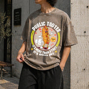 Public Tooter Inappropriate Embarrassing Adult Humor Vintage Washed T-Shirt in Brown