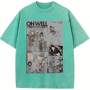 Retro Cowboy Bebop Anime Mineral Anime Manga Heavy Vintage Washed T-Shirt in Blue