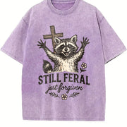 Still Feral Just Forgiven Vintage Washed T-Shirt in Purple