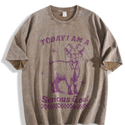 Goat Retro 90s Goat Today I'm Serious Vintage Washed T-Shirt in Brown