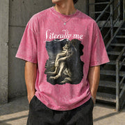 Literally Me Wolf Meme Vintage Washed T-Shirt in Red