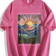 Heavy - with Front & Back Geometric Soft Breathable vintage washed oversized T-shirt in Red
