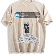 Premium Tung Sahur Motion at Your Front Door Meme Vintage Washed T-Shirt in Beige