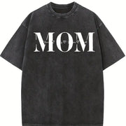 Custom Mom Personalized Mama Vintage Washed T-Shirt in Black