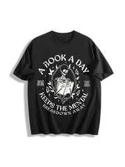 A Book a Day Keep the Mental Breakdown Away Cotton T-Shirt in Black