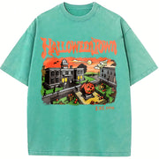 Retro Halloweentown University Vintage Washed T-Shirt in Blue