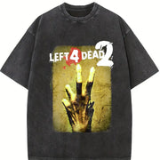 Left 4 Dead 2 Grunge Opium Y2K Tapout Amity Affliction Vintage Washed T-Shirt in Black