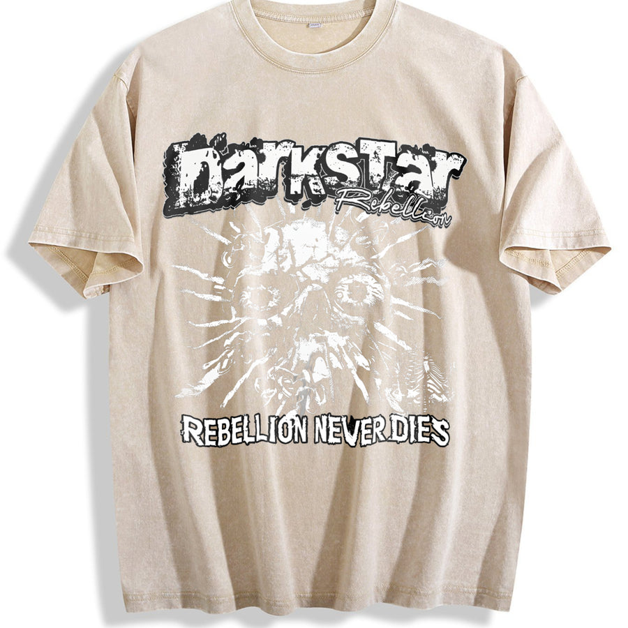 Darkstar Skull Rebellion Tank Vintage Washed T-Shirt in Beige