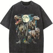 T-rex Dinosaur 90s Vintage Washed T-Shirt in Black