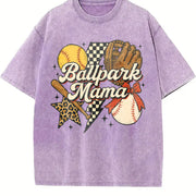 Ballpark Mama Vintage Washed T-Shirt in Purple