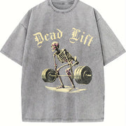 This Is a Skull Perfect for Workouts. It's Made Vintage Washed T-Shirt in Gray
