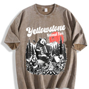Retro Yellowstone National Park Vintage Washed T-Shirt in Brown