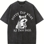 Sorry for What My Face Said Vintage Washed T-Shirt in Black