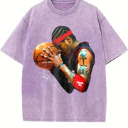 AI The Answer 90's Basketball Style vintage washed oversized T-shirt in Purple