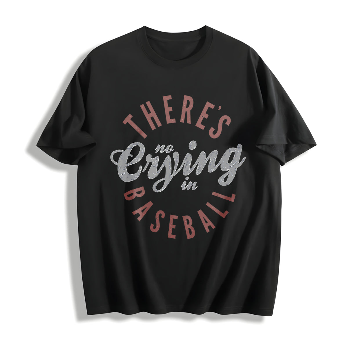 There’s No Crying in Baseball Mom Cotton T-Shirt in Black