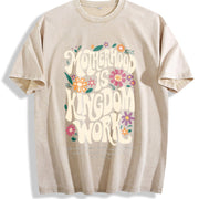 Motherhood Is Kingdom Work Vintage Washed T-Shirt in Beige
