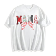 Christmas Mama Retro Mom Cotton T-Shirt in White