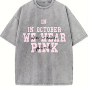 Breast Cancer Awareness Vintage Washed T-Shirt in Gray