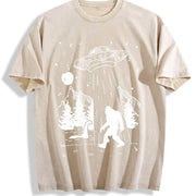 Bigfoot Alien Loch Ness Vintage Washed T-Shirt in Beige