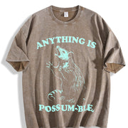 Possum Retro 90s Anything Possumble Vintage Washed T-Shirt in Brown