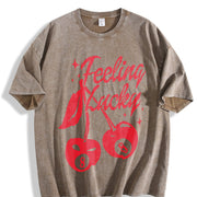 Feeling Lucky You Cherry 8 Ball Vintage Washed T-Shirt in Brown