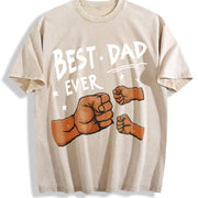 Best Dad Ever Fist Bump Vintage Washed T-Shirt in Beige