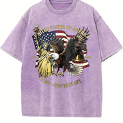 Statue of Liberty Bald Eagle USA 250th Anniversary Vintage Washed T-Shirt in Purple
