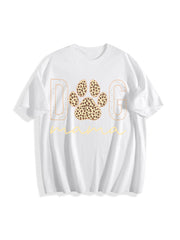 Dog Mama Retro Cotton T-Shirt in White