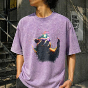 Cosmic Raccoon Vintage Washed T-Shirt in Purple