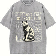 Schrodinger's Cat Escape Plan Vintage Washed T-Shirt in Gray