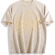 Husband's Problem Typography Vintage Washed T-Shirt in Beige