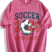 Soccer 2026 North America Vintage Washed T-Shirt in Red