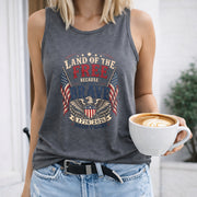 Land of the Free Because of the Brave 1776-2026 Women's Color Cotton Tank Top in Gray