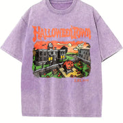 Retro Halloweentown University Vintage Washed T-Shirt in Purple