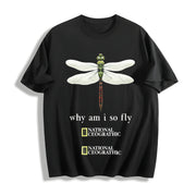 Dragonfly Why Am I So Fly Cotton T-Shirt in Black