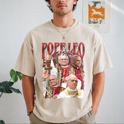 Pope Leo XIV First American Pope Vintage Washed T-Shirt in Beige