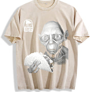 Taco Bell Gollum LOTR Hilarious Taco Lover's vintage washed oversized T-shirt in Beige