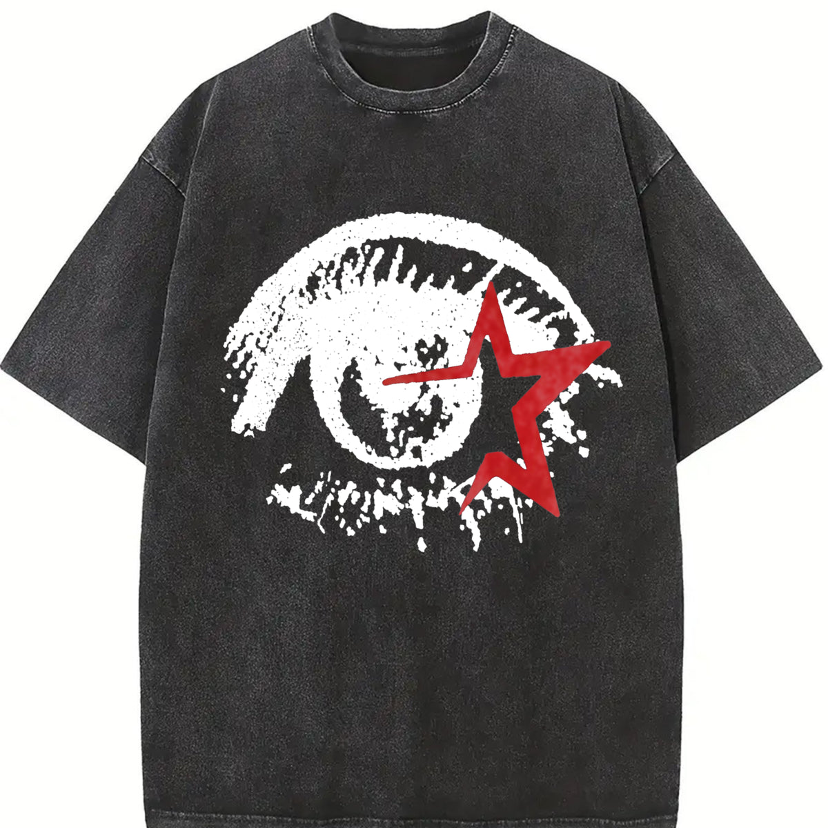 Big Eye Gothic Grunge Y2k Emo Scene Amity Affliction Vintage Washed T-Shirt in Black