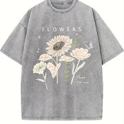 Retro and Old Short-sleeved Vintage Washed T-Shirt in Gray