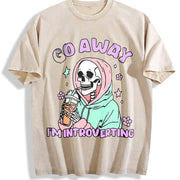 Introvert Vibes for Weekend Warriors Vintage Washed T-Shirt in Beige