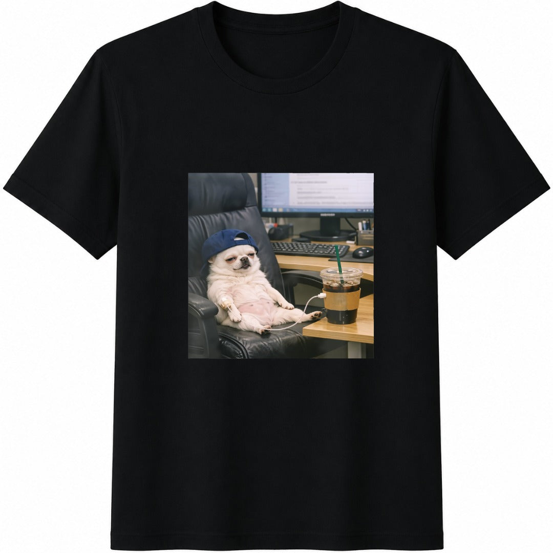 Lazy Dog Office Humor Cotton T-Shirt in Black