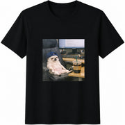 Lazy Dog Office Humor Cotton T-Shirt in Black