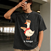 Le Honque Goose Silly Goose Vintage Washed T-Shirt in Black