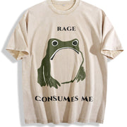 Rage Consumes Me Frog Vintage Washed T-Shirt in Beige
