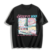 Keep It 100 the Land the Seas the Skies WDW Cotton T-Shirt in Black